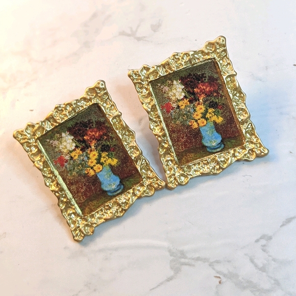 Oil Painting earrings - Picture 2 of 7